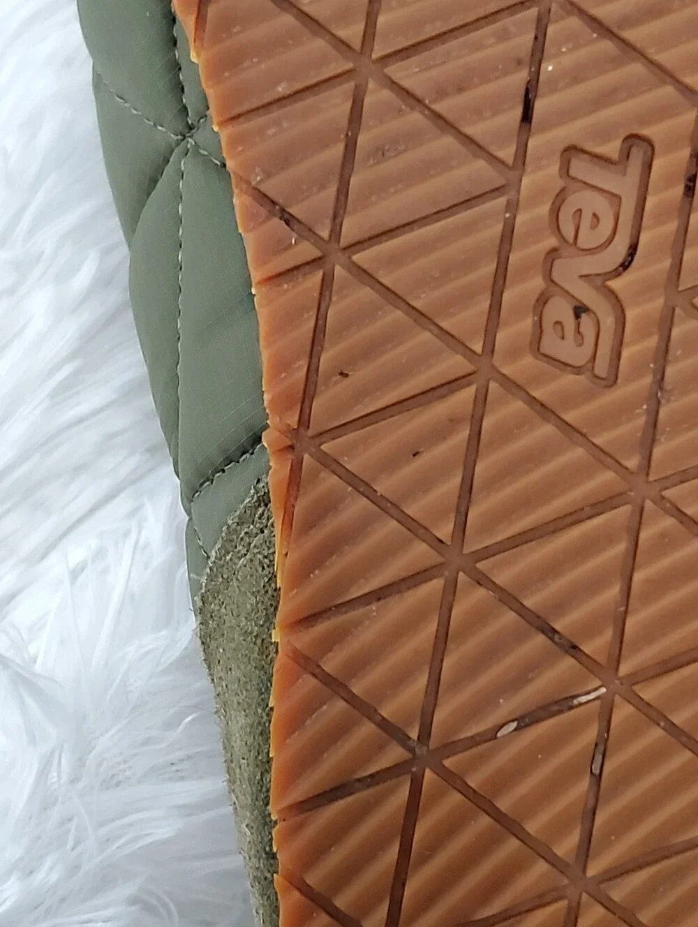 Teva Ember Moc Olive Quilted Slip-On with Tan Pull Tabs